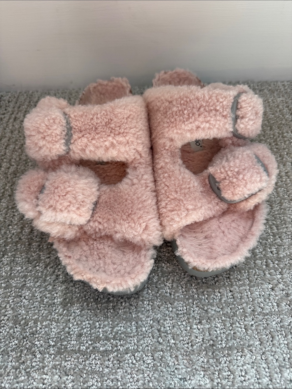 Birkenstock Papillio Pink Plush Shearling Slide Sandals Sz 37